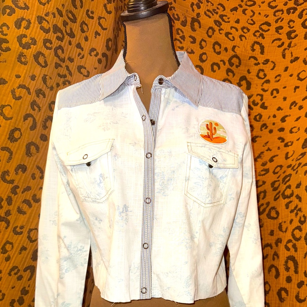 ReWorked BKE Floral Western Crop Top Sz Lg